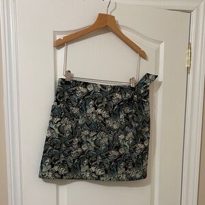 Zara Black and Green Floral Mini Skirt